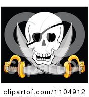 Pirate Skull And Cross Swords On Black