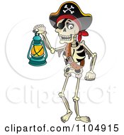 Poster, Art Print Of Skeleton Pirate Carrying A Lamp