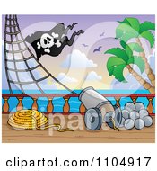Poster, Art Print Of Canon On A Pirate Ship Deck