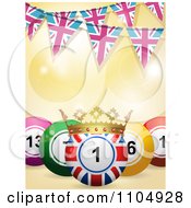 3d Union Jack Bingo Ball With A Crown And Pink And Blue Union Jack Bunting Flags