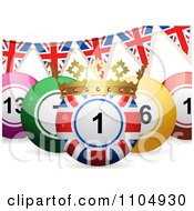 Poster, Art Print Of 3d Union Jack Bingo Ball With A Crown And Union Jack Bunting Flags