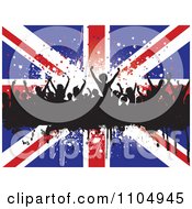 Poster, Art Print Of Silhouetted Dancers On A Grunge Bar Over Stars And A Union Jack Flag