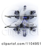 Poster, Art Print Of 3d Robot Pit Stop Crew Working On A Race Car 2