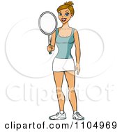 Poster, Art Print Of Athletic White Woman Holding A Tennis Racket