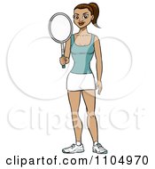 Poster, Art Print Of Athletic Brunette Woman Holding A Tennis Racket