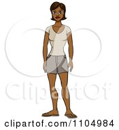 Clipart Black Woman In Casual Shorts Royalty Free Vector Illustration