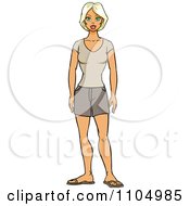 Blond Woman In Casual Shorts