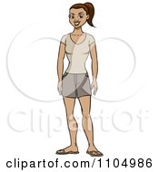 Clipart Brunette Woman In Casual Shorts Royalty Free Vector Illustration