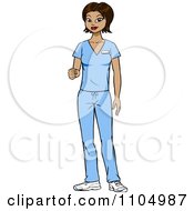 Poster, Art Print Of Friendly Hispanic Nurse Surgeon Or Doctor In Scrubs Holding Out Her Knuckles
