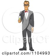 Poster, Art Print Of Formal White Man In A Tuxedo Holding Champagne