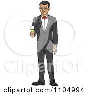 Clipart Formal Asian Man In A Tuxedo Holding Champagne Royalty Free Vector Illustration by Cartoon Solutions