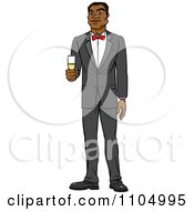 Poster, Art Print Of Formal Black Man In A Tuxedo Holding Champagne