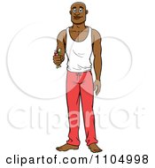 Poster, Art Print Of Black Man Holding A Toothbrush And Tooth Past And Wearing Pajamas