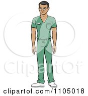 Poster, Art Print Of Asian Male Doctor Surgeon Or Nurse In Green Scrubs