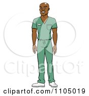 Poster, Art Print Of Black Male Doctor Surgeon Or Nurse In Green Scrubs