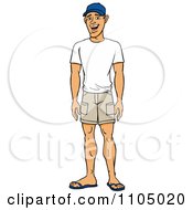 Poster, Art Print Of Happy Casual White Man In Shorts And A T Shirt