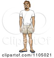 Poster, Art Print Of Happy Casual Caucasian Man In Shorts And A T Shirt