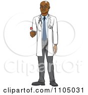 Clipart Black Male Doctor Holding A Medical Hammer Reflex Tool - Royalty Free Vector Illustration by Cartoon Solutions #COLLC1105031-0176