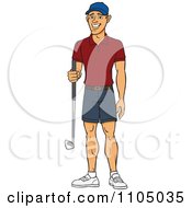 Poster, Art Print Of Happy White Man Holding A Golf Club