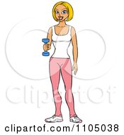 Clipart Physically Fit Blond Woman Lifting A Dumbbell At The Gym Royalty Free Vector Illustration