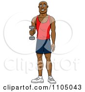 Strong Black Man Lifting A Dumbbell At The Gym