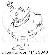Clipart Outlined Mad Businessman Shaking His Fist In The Air Royalty Free Vector Illustration