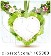 Poster, Art Print Of Heart Frame With Ladybugs Over Strawberry Leaves With Blossoms