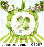 Clipart St Patricks Day Shamrock Floral Frame And Rays Royalty Free Vector Illustration