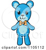 Poster, Art Print Of Blue Teddy Bear With An Orange Bow