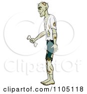 Clipart Male Zombie In Profile Holding A Bone Royalty Free Vector Illustration