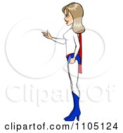 Clipart Super Hero Woman Gesturing In Profile Royalty Free Vector Illustration by Cartoon Solutions