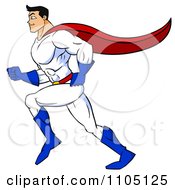 Poster, Art Print Of Strong Super Hero Man Running In Profile