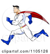 Poster, Art Print Of Strong Super Hero Man Sprinting In Profile