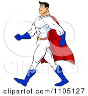 Poster, Art Print Of Strong Super Hero Man Walking In Profile