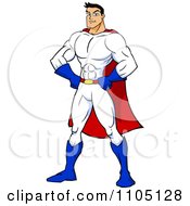 Clipart Strong Super Hero Man With His Hands On His Hips - Royalty Free Vector Illustration by Cartoon Solutions #COLLC1105128-0176