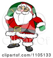 Poster, Art Print Of Santa Carrying A Green Sack