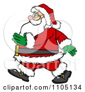 Clipart Santa Walking In Profile Royalty Free Vector Illustration by Cartoon Solutions