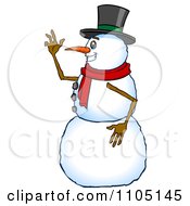 Poster, Art Print Of Happy Snowman In Profile Smiling And Waving