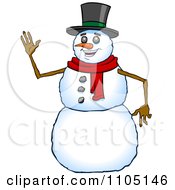 Poster, Art Print Of Happy Snowman Smiling And Waving