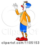 Clipart Happy Entertainer Clown Standing In Profile And Waving Royalty Free Vector Illustration by Cartoon Solutions