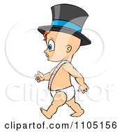 Baby Walking Upright And Wearing A Top Hat And Happy New Year Sash