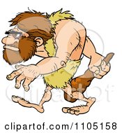 Clipart Hairy Caveman Walking With A Club Royalty Free Vector Illustration