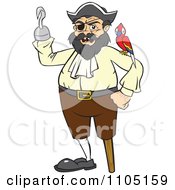 Poster, Art Print Of Chubby Male Pirate With A Parrot Peg Leg And Hook Hand