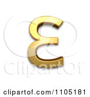 3d Golden Cyrillic Capital Letter Reversed Ze