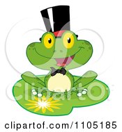 Poster, Art Print Of Happy Frog Groom On A Lilypad