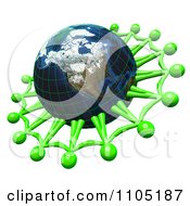 3d Lime Green Men Holding Hands And Networking Around An American Globe