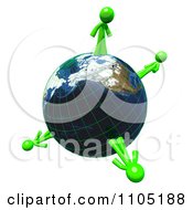 Poster, Art Print Of 3d Lime Green Men Standing On A Grid Globe