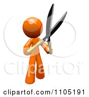 3d Orange Man Holding Up Pruning Clippers