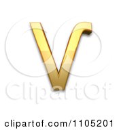 3d Gold Cyrillic Capital Letter Izhitsa