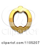 Poster, Art Print Of 3d Gold Cyrillic Capital Letter Round Omega